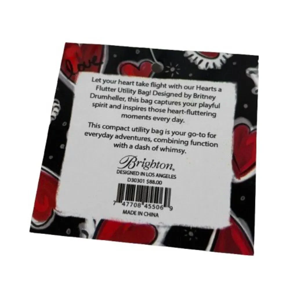 New Brighton Love Hearts A Flutter Utility Crossbody Bag Purse Organizer MRP $88